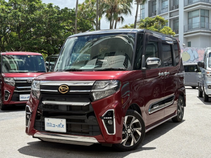 ダイハツ タントカスタム カスタムX　OP5年保証対象車　バックカメラ　両側パワースライドドア　純正ナビ（BT・TV対応ナビ）フルセグTV　スマートアシスト　ハーフレザーシート　ETC