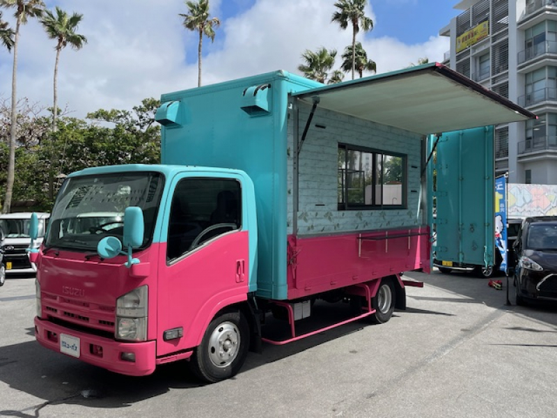 いすゞ エルフ 移動販売キッチンカー　事業者登録可　フライヤー　3口コンロ　冷蔵庫　