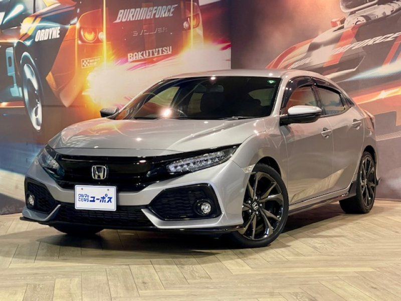 ホンダ シビック ハッチバック　OP5年保証対象　OP5年保証対象　社外ナビ（フルセグ　DVD　Bluetooth　CD）　バックカメラ　運転席、助手席シートヒーター　ETC　パドルシフト　純正18インチアルミ　クルーズコントロール　LEDランプ