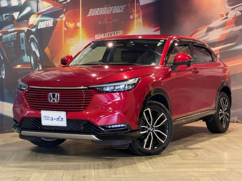 ホンダ ヴェゼル e：HEV　Z　OP10年保証対象車　純正8インチナビ（CD／DVD／Bluetooth／7USB）ハーフレザーシート　バックカメラ　パドルシフト　電動パーキング　ブレーキホールド　ETC　BSM　シートヒーター