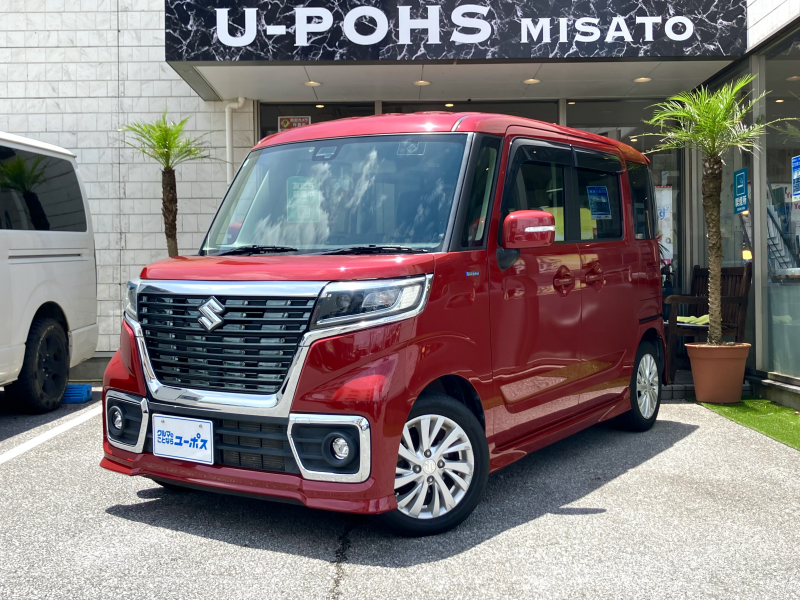 スズキ スペーシア OP5年保証対象車　ETC　社外ナビ　（CD／ワンセグ）　衝突軽減ブレーキ　レーンアシスト　全席パワーウインドウ　フルフラットシート　横滑り防止システム　衝突安全ボディ　LEDヘッドライト　Aストップ