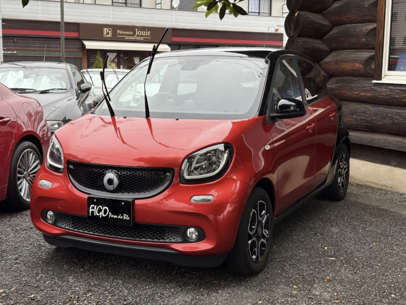 スマート フォーフォー プライム　ツイナミック　ディーラー車　黒本革シート　シートヒーター　ガラスルーフ　専用ナビ　地デジ　ETC