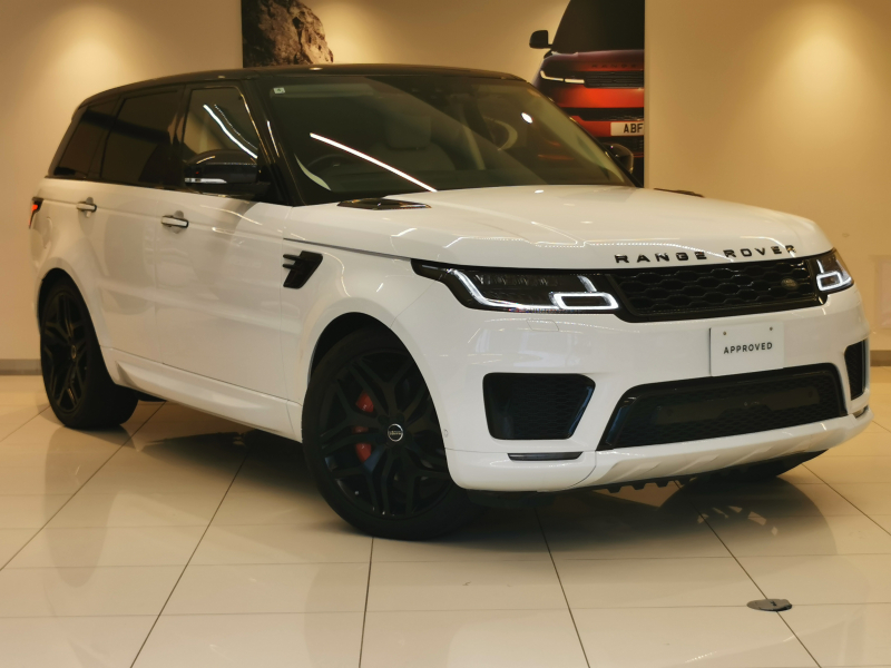 ランドローバー レンジローバーSPORT オートバイオグラフィダイナミック 3.0L P400 AWD 黒白革シート フロントシートヒーター＆クーラー、リアシートヒーター MERIDIANサウンド ブラックエクステリアパック 22インチアルミホイール センターコンソール急速クーラーBOX